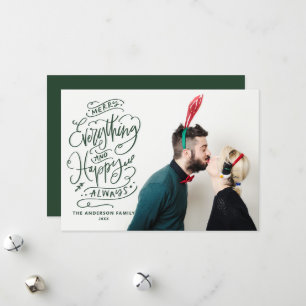 Red Merry Alles und Happy Always Foto Holida Feiertagskarte