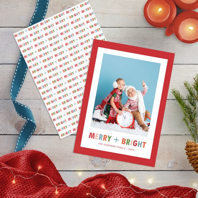 Red Merry and Bright Foto Weihnachten (Red Merry and Bright Photo Christmas Holiday Card
)