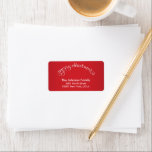 Red Merry Christmas Address Labels Adressaufkleber<br><div class="desc">Frohe Weihnachts-Rot-Weiß-Adressetiketten mit veränderlichem Text</div>