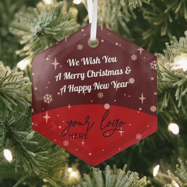 Red Merry Christmas Business Logo einfache Dekorat Ornament Aus Glas (Insitu)