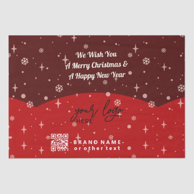 Red Merry Christmas Business Logo QR Code Thema P Seidenpapier (Vorderseite)