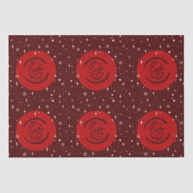 Red Merry Christmas Business Logo Snowflake Seidenpapier (Vorderseite)