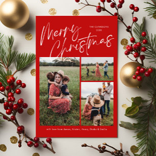 Red Merry Christmas Calligraphy Script 3 Foto Feiertagskarte