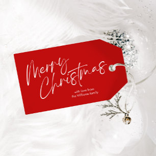 Red Merry Christmas Calligraphy Script Geschenkanhänger