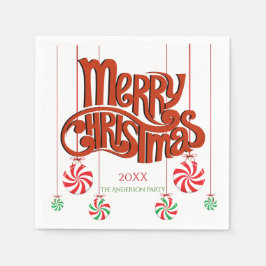 Red Merry Christmas Calligraphy Serviette