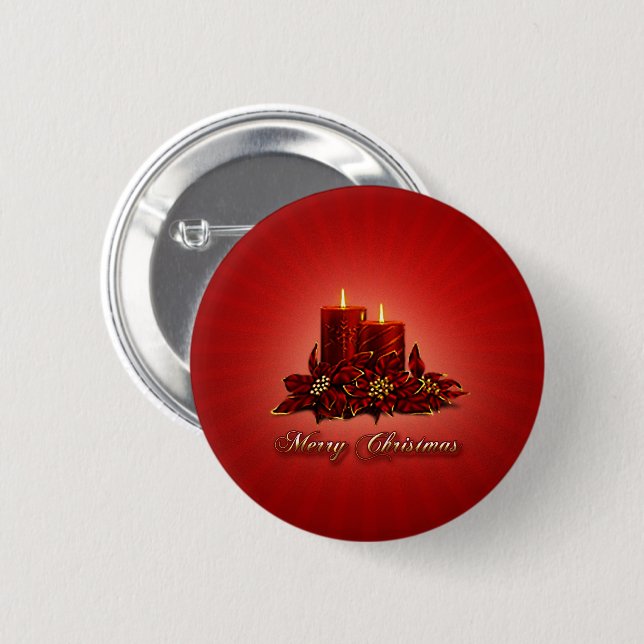 Red Merry Christmas Candle Button (Vorne & Hinten)