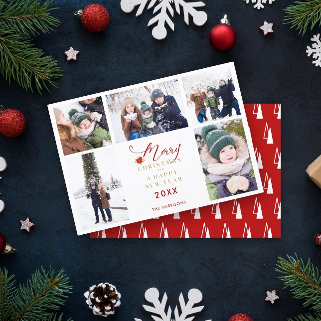 Red Merry Christmas Chic Trendy Collage 5 Fotos (Von Creator hochgeladen)