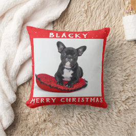Red Merry Christmas Dog Puppy Pet Foto Kissen