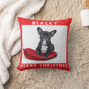 Red Merry Christmas Dog Puppy Pet Foto Kissen