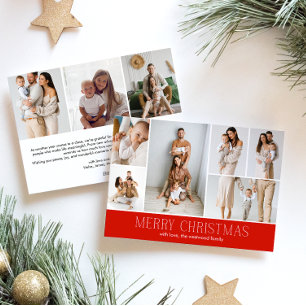 RED Merry Christmas Elegant 9 Collage Multi-Foto Feiertagskarte