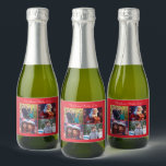 Red Merry Christmas Family Foto<br><div class="desc">Rotwein,  weihnachtliche Flaschenweinetiketten mit wechselnden Fotos und Texten - Sie können Ihren Familiennamen hinzufügen und Fotos ändern,  auf rotem Hintergrund gedruckt</div>