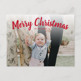 Red Merry Christmas Foto Card, horizontal Postkarte