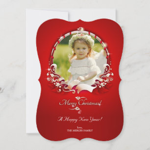 Red Merry Christmas Foto Frame Card Einladung