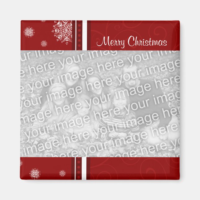Red Merry Christmas Foto Magnet (Vorne)