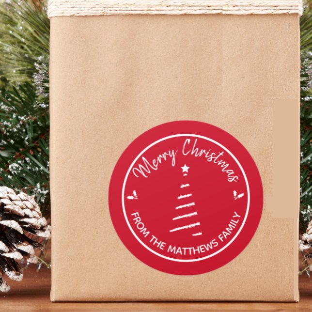 Red Merry Christmas from Individuelle Name Sticker (Von Creator hochgeladen)