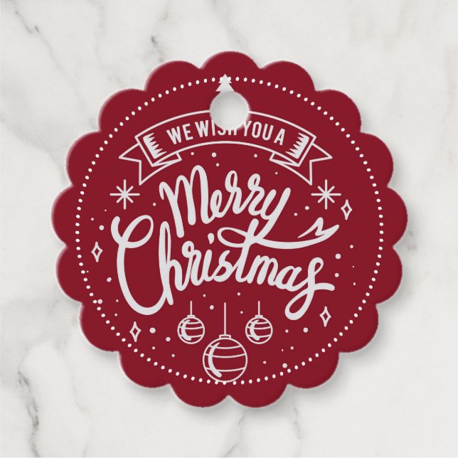 Red Merry Christmas Geschenk Tag Geschenkanhänger (Vorderseite)