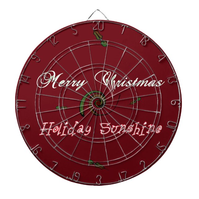 Red Merry Christmas Holiday Sunshine Wishings.png Dartscheibe (vorne)