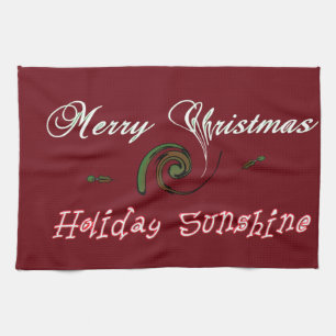 Red Merry Christmas Holiday Sunshine Wishings.png Geschirrtuch