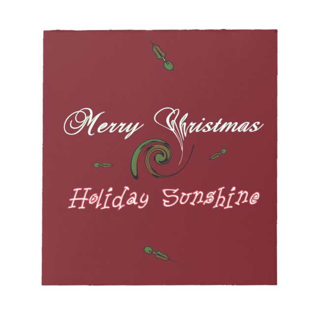 Red Merry Christmas Holiday Sunshine Wishings.png Notizblock (Vorderseite)