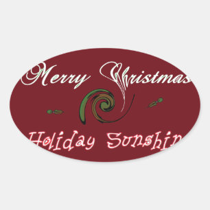 Red Merry Christmas Holiday Sunshine Wishings.png Ovaler Aufkleber