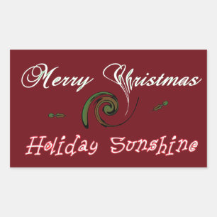 Red Merry Christmas Holiday Sunshine Wishings.png Rechteckiger Aufkleber
