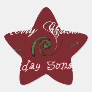 Red Merry Christmas Holiday Sunshine Wishings.png Stern-Aufkleber