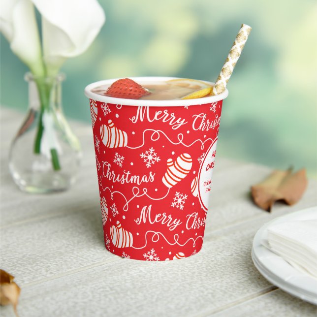 Red Merry Christmas Mittens Paper Cups Pappbecher (In Situ)