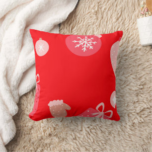 Red Merry Christmas Ornaments Snowflakes Handschuh Kissen