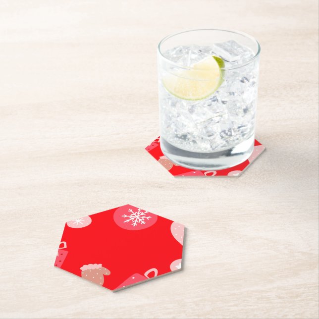 Red Merry Christmas Ornaments Snowflakes Handschuh Untersetzer (Vor Ort)