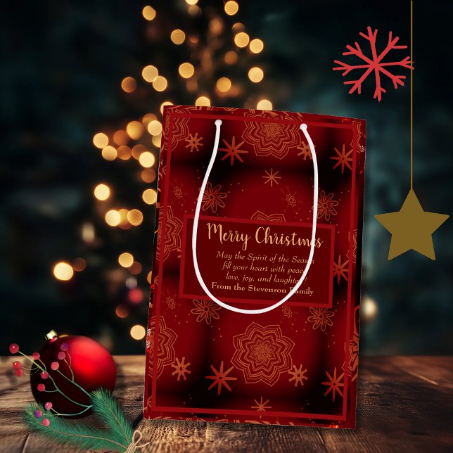 Red Merry Christmas Personalisiert Mittlere Geschenktüte (Red Merry Christmas Personalized Medium Gift Bag)