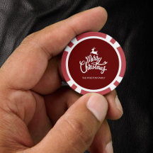 Red Merry Christmas Poker Chips