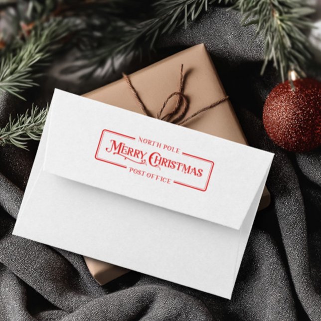 Red Merry Christmas Post Office Permastempel (Red Merry Christmas Post Office Self-inking Stamp)
