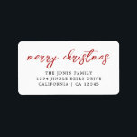 Red Merry Christmas Return Address Label Adressaufkleber<br><div class="desc">Mehr Weihnachtsmarken im Kleinen Bayleigh Store!</div>