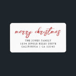 Red Merry Christmas Return Address Label Adressaufkleber<br><div class="desc">Mehr Weihnachtsmarken im Kleinen Bayleigh Store!</div>