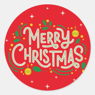 RED MERRY CHRISTMAS STICKER