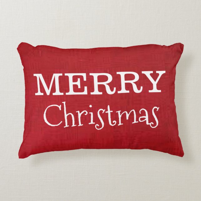 "Red Merry Christmas" Throw Kissen (Vorderseite)
