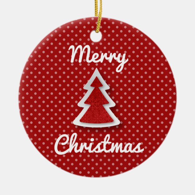 Red Merry Christmas Tree Circle Ornament (Vorne)
