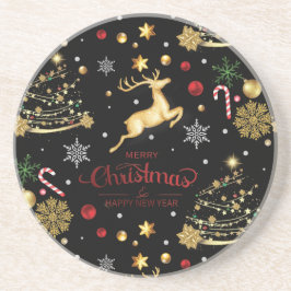 Red Merry Christmas Tree Getränkeuntersetzer