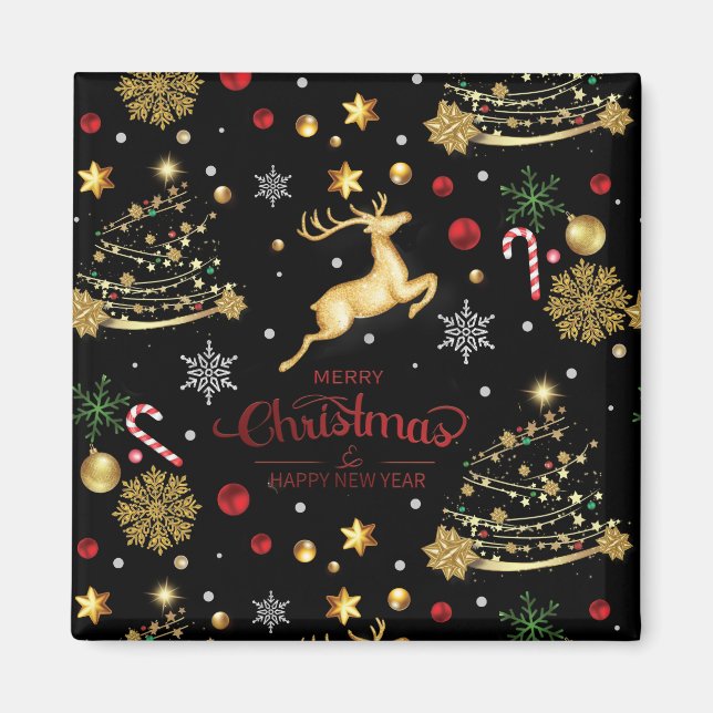 Red Merry Christmas Tree Magnet (Vorne)