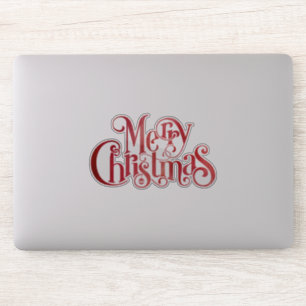 Red Merry Christmas Typografy Festive Schriftart Aufkleber