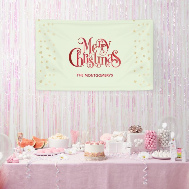 Red Merry Christmas Typografy Festive Schriftart Banner (Party)