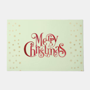 Red Merry Christmas Typografy Festive Schriftart Fußmatte