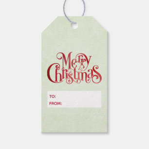 Red Merry Christmas Typografy Festive Schriftart Geschenkanhänger
