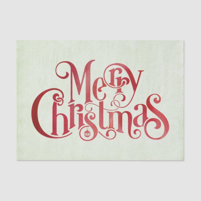 Red Merry Christmas Typografy Festive Schriftart Seidenpapier (Vorderseite)