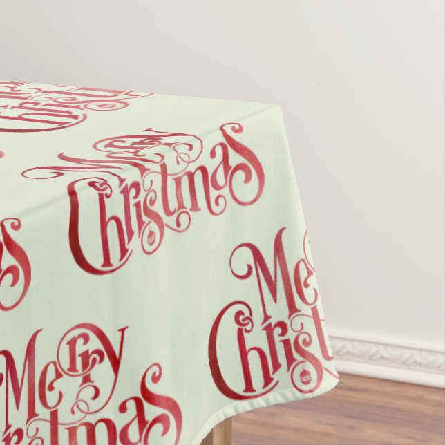 Red Merry Christmas Typografy Festive Schriftart Tischdecke (Beispiel)