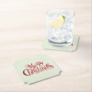 Red Merry Christmas Typografy Festive Schriftart Untersetzer