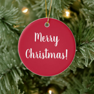 Red Merry Christmas Weihnachten 2022 Typografie Keramik Ornament