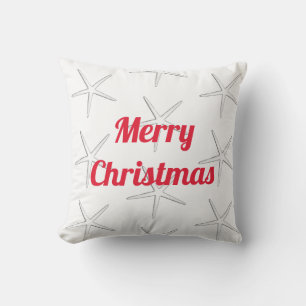Red Merry Christmas White Starfish Patterns Gesche Kissen