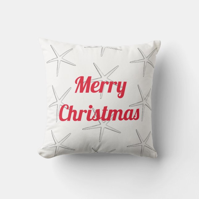 Red Merry Christmas White Starfish Patterns Gesche Kissen (Vorderseite)