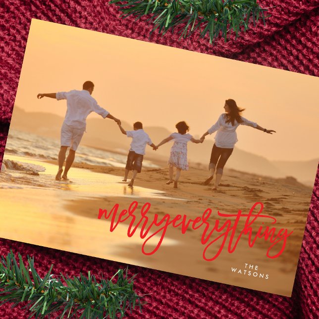 Red Merry Everything Foto Feiertagskarte (Von Creator hochgeladen)